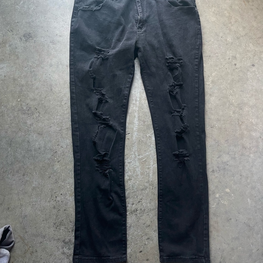 Distressed Black Denim Jeans